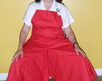 Pottery Apron Split Leg Panel Red Basic