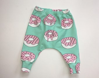 Donut harems, donut unisex harems, donut baby harems, donut leggings, donut baby harems, baby shower gift, unisex leggings