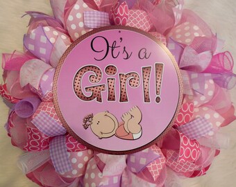 Baby Shower Wreath, Babyshower Wreath, Baby Girl Wreath, Its a Girl Wreath, Babyshower Decor, Baby Shower Decor, Girl wreath, baby wreath