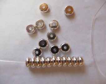 Bead, Silver Plated, Brass, 5mm, Heishi, Pack Of 16 beads.