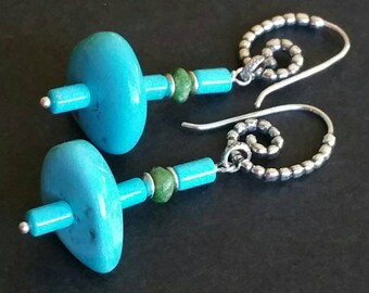 Aqua blue natural Turquoise Modern Siren Of the Sea Ocean inspired Sleeping Beauty Turquoise drop earrings