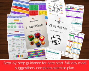 COMPLETE 21-day meal and exercise plan for maximum results, compatible w/ BEACHBODY 21-day fix / 21 day fix extreme. With printable journal.