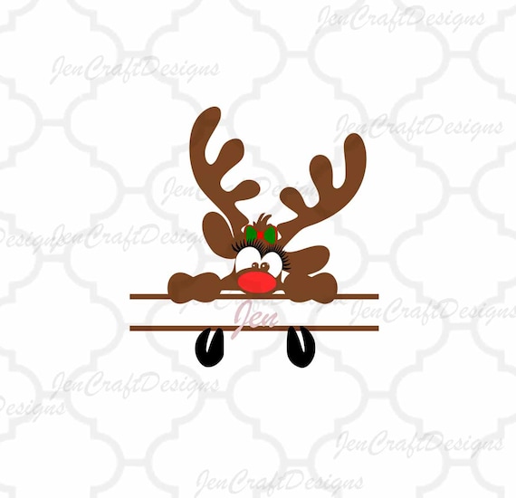 Download Girl Peeking Split Monogram Svg Christmas Peeping Reindeer