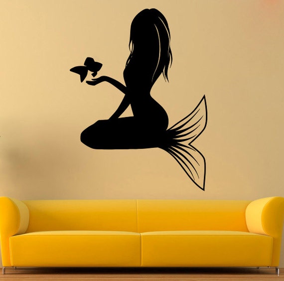 Mermaid Wall Decal Mermaid Vinyl Sticker Nautical Wall Decals