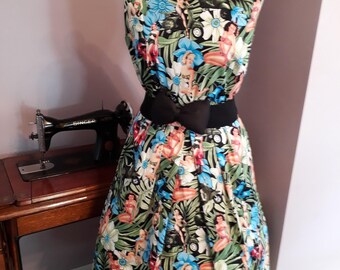 Lucy dress in Girls on Scooters fabric