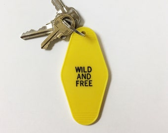 Wild And Free Vintage Inspired Motel Keychain Key tag