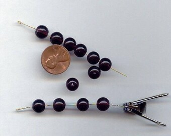 50 Vintage Dark Purple Glass 8mm Rd. Smooth Beads 364