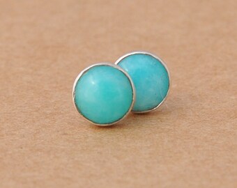 Amazonite Earrings with Sterling Silver studs, 6mm Amazonite gemstones