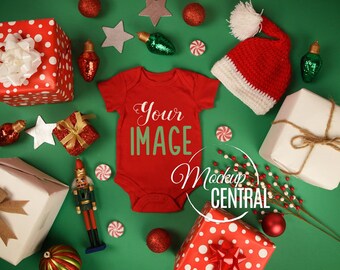 Download Blank White Baby Christmas Bodysuit Mockup Infant One Piece