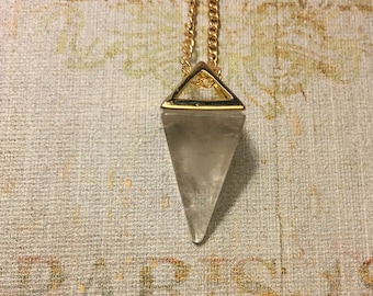 Quartz Crystal Pyramid Pendant Necklace