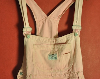 Vintage 80s90s Romper Pastel Overall Workers Pink Size L