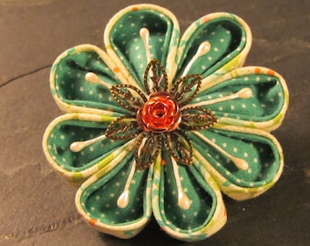 fabric flower pin brooch