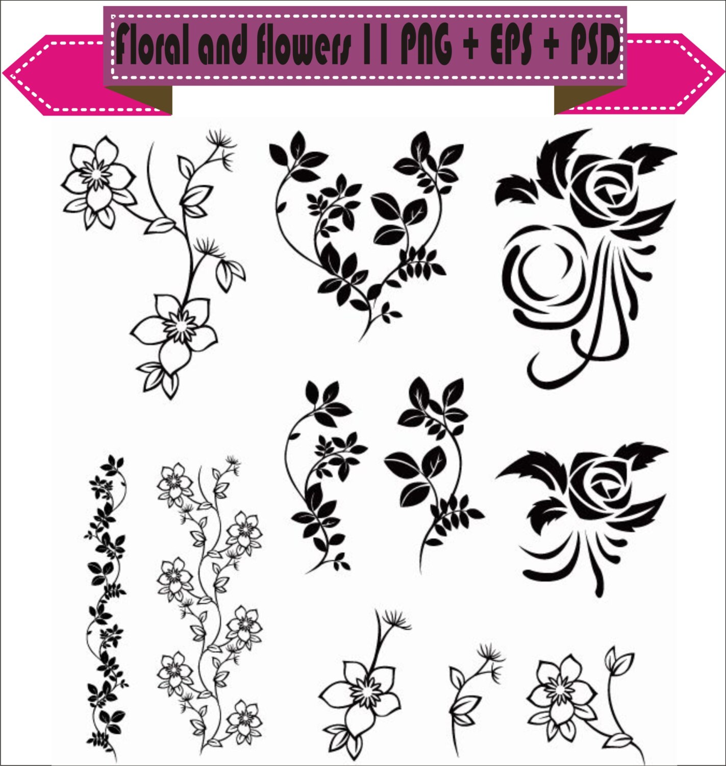 Download Vintage Decorative Plant Floral Flowers Border Corner ...