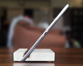 Concrete iPad dock, tablet stand, tablet holder, iPad docking station, iPad desk stand, iPad charging stand, iPad charging station