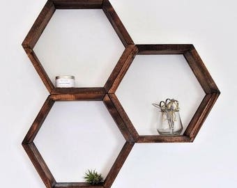 The Hexagon Shelf | Honeycomb Shelf | Home Decor | With Hangers