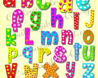 alphabet clipart cute digital alphabet clip art heart colorful kids love fun letters of the alphabet