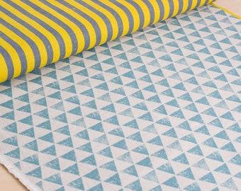 Echino | Japanese fabric - stripes and triangles in yellow and teal - 1/2 YD