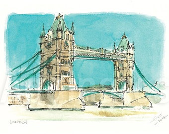 London UK / art print from an original watercolor painting
