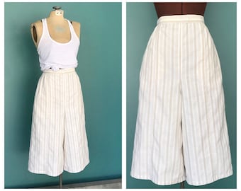 70s Crop High Waist Palazzo Pants, Wide Leg Pants, Cropped, Gaucho Pants, Culottes, Loose Fit, Oversized Pants, Baggy Pants, Small Medium