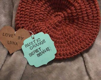 Childrens rustic orange beret