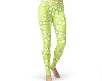 Raining Money Leggings, dollar leggings, cash leggings, dollar print, dollar pants, money print, US dollar, womens yoga pants