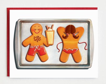 Funny Christmas Card - Sunbathing Gingerbread Holiday Card
