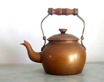 Vintage Copper Kettle, Made in Portugal, Repurposed Watering Can for Plants, Copper Teapot, Farmhouse Decor