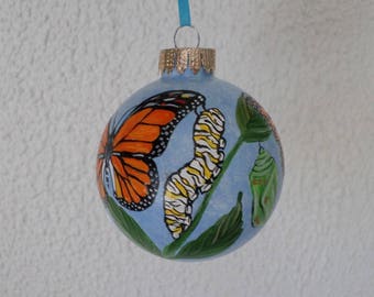 hand painted Monarch Butterfly Ornament, butterfly gift, Christmas tree decoration, personalized gift #598