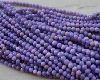 3-4 mm Purple Color Peruvian Opal Smooth Round Full 13 inch Strand-Best Price-AAA+