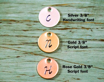 3/8 inch Disc Add-On • Sterling Silver Disc Personalized Tag • Custom Initial Disc • Small Round Disc Tiny Silver Tag Addon Disc