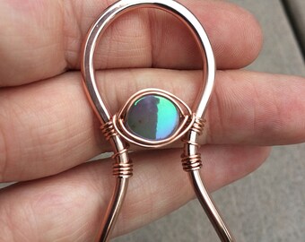 Mother of Pearl Hair Stick, Mother of Pearl, Hair Fork, Hair Stick, Hair Pin, Copper Hair Pin, Celtic Hair Fork Pin, Hair Accessories