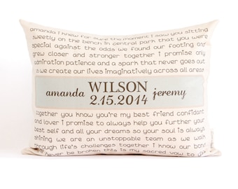 Wedding Vows or Song Pillow, Anniversary Gift, Two Year Anniversary, 2nd Anniversary, Gift for Her, Gift for Him, Wedding Gift