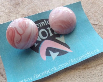 NEW!! Pink Button Earrings-Vintage 40s 50s-Fakelite-Handmade by Atomic Nora