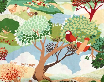 SALE : 7/8 yard Chirp Chirp Vista multi MoMo moda fabrics
