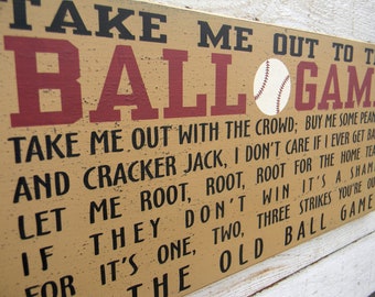 Take me out to the Ball Game - wood typography word art sign
