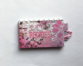 Handmade Pink Rose 'Recipes' Blank Recipe book for Your Personal Recipes