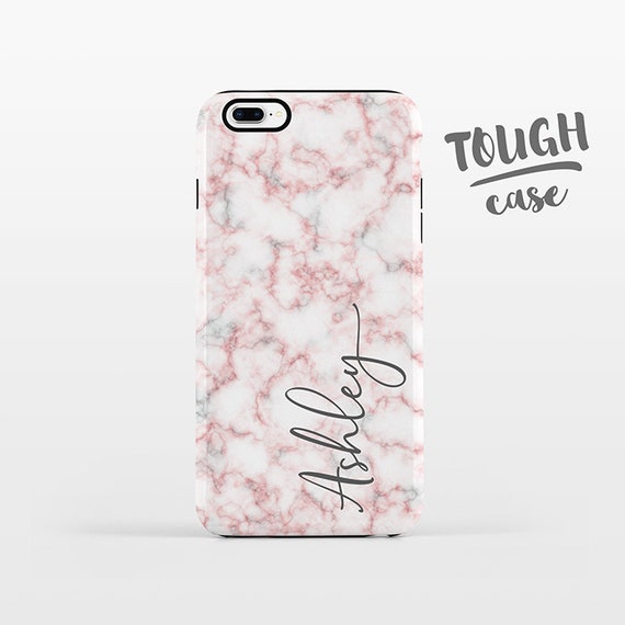 Marble NAME Personalized Phone Case Custom iPhone 8 Plus Case iPhone X Case iPhone 7 Case iPhone 6 Plus iPhone 6s Pink iPhone Case TOUGH