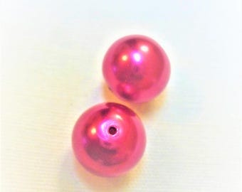 2 beads pink Burgundy Pearl 11mm