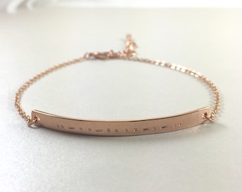 Bridesmaid Gift Wedding Morse Code Bracelet Rose Gold Bracelet Friendship Bracelet Sister Gift Morse Code Jewelry Hidden Message