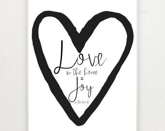 Love in the home equals joy in the heart. Print.