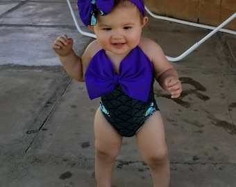 Mermaid bathing suit with headband