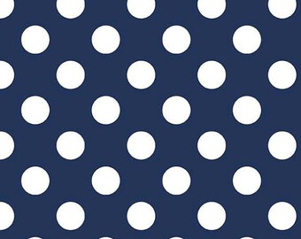 Riley Blake Fabric Navy Medium Dots Polka Dots