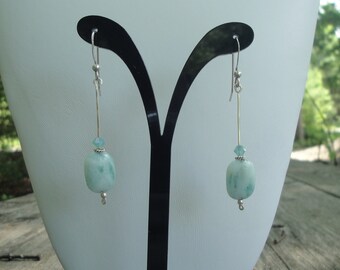 Aquamarine, Swarovski Crystal & Sterling Silver Earrings