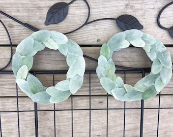 Set of Two 8" Farmhouse Year Round Wreath , Farmhouse Wreath, Lambs Ear , Wreath , Mini Wreath , Spring Wreath , Summer Wreath , Shabby Chic