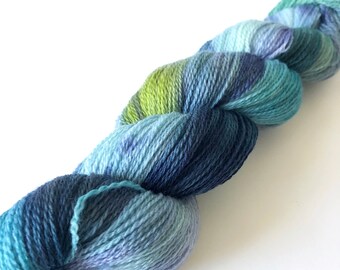 UNDERSEA. hand dyed yarn, lace yarn, shawl knitting yarn, blue yarn, superfine merino yarn, soft yarn, wool yarn