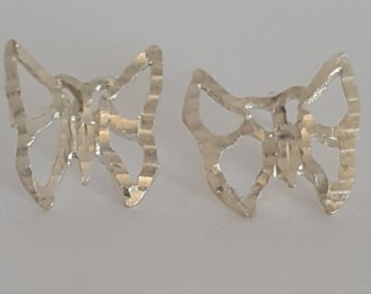 Vintage Fine Silver Butterfly Cutout Earrings