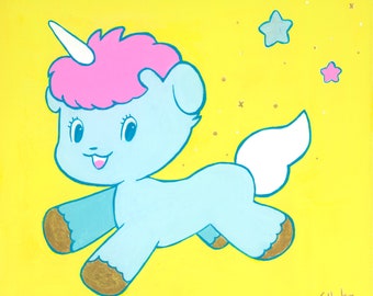 Free Junicorn Shipping on Unico the Unicorn - 12"x12" Original Painting