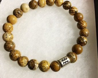 Aquarius Bracelet Jasper Gemstone Bead