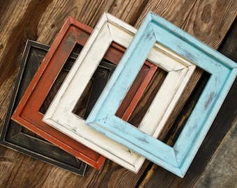 Farmhouse Distressed Frame, Rustic Picture Frame, Hand Painted, Stacked, Large Variety of Sizes Available, 4x6, 5x7, 8x10, 16x20, And More