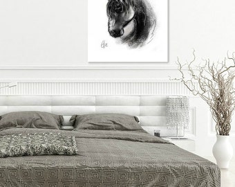 Horse head print // horse print // horse head painting // equine art print // equestrian art print // horse art print // horse decor